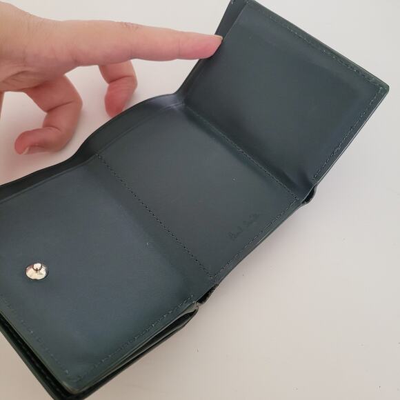 Paul Smith Rabbit Leather Unisex Wallet Card Bill Designer Compact Small Green - Picture 3 of 12
